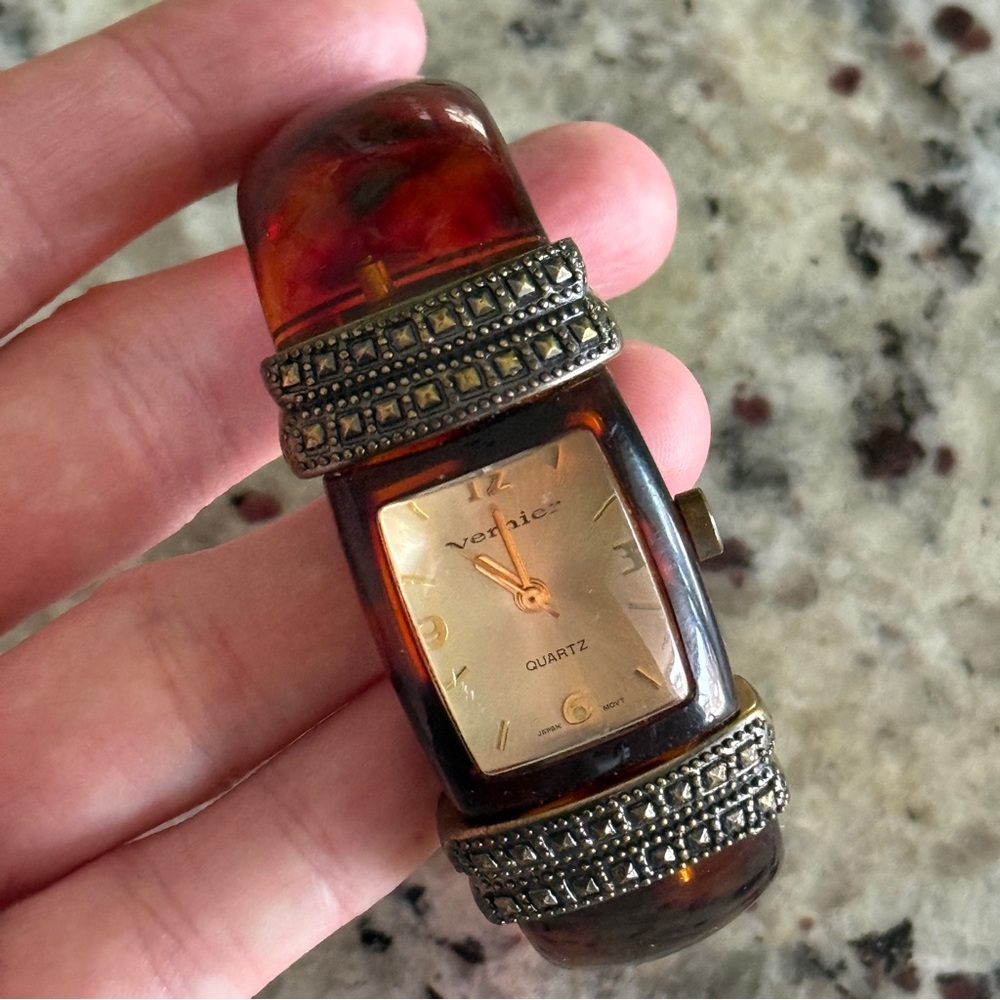 Vintage Vernier Tortoise Cuff Watch